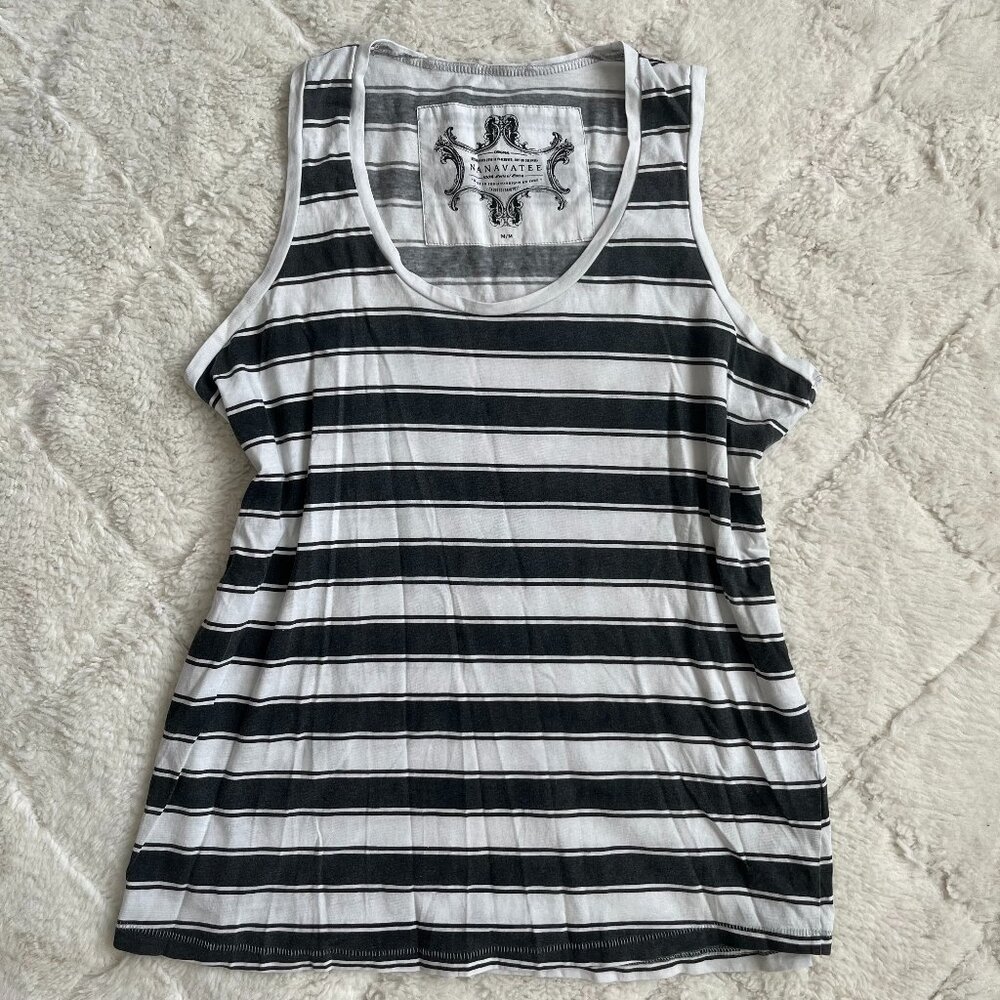 White & Dark Gray Striped Tank Top